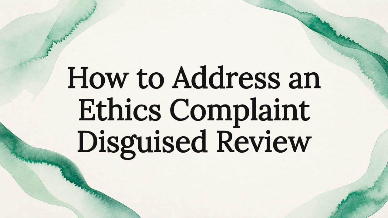 How to Address an Ethics Complaint Disguised Review